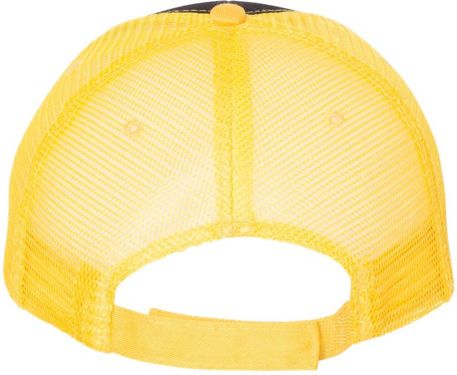 Front View of Black/ Gold Sandwich Trucker Cap - S102