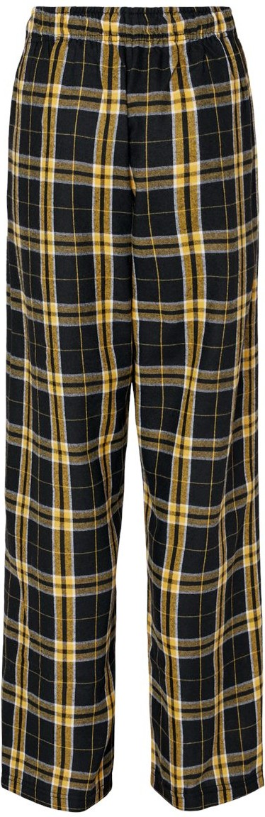 Front View of Black/ Gold Youth Flannel Pants - BY6624