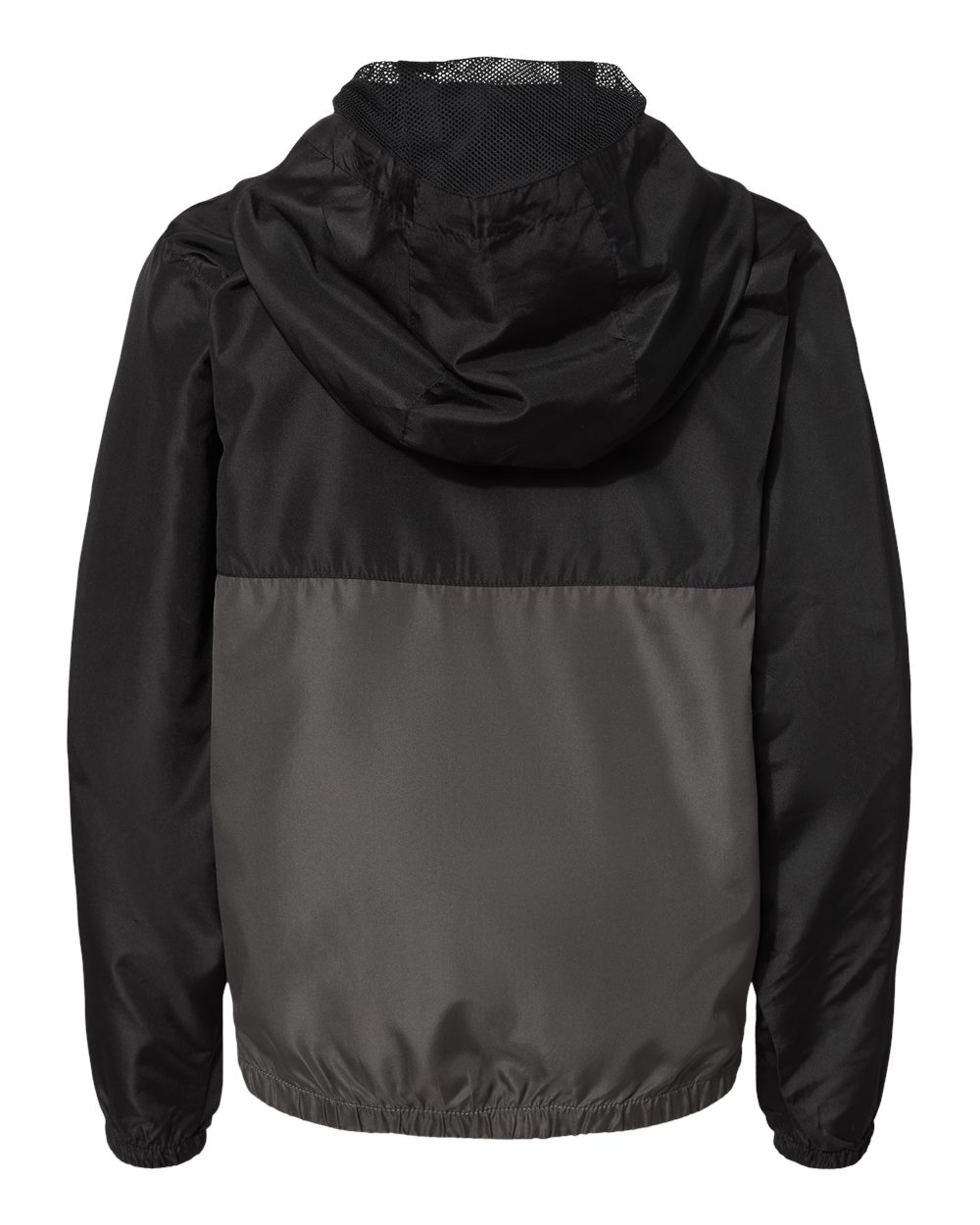 Rear View of Black/ Graphite Youth Lightweight Windbreaker Full-Zip Jacket - EXP24YWZ