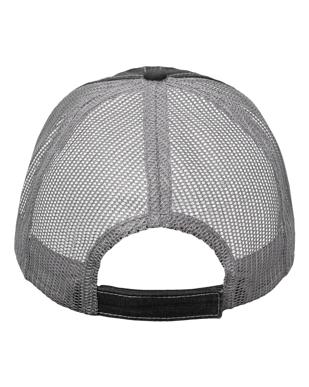 Rear View of Black/ Grey Contrast Stitch Cap - VC990