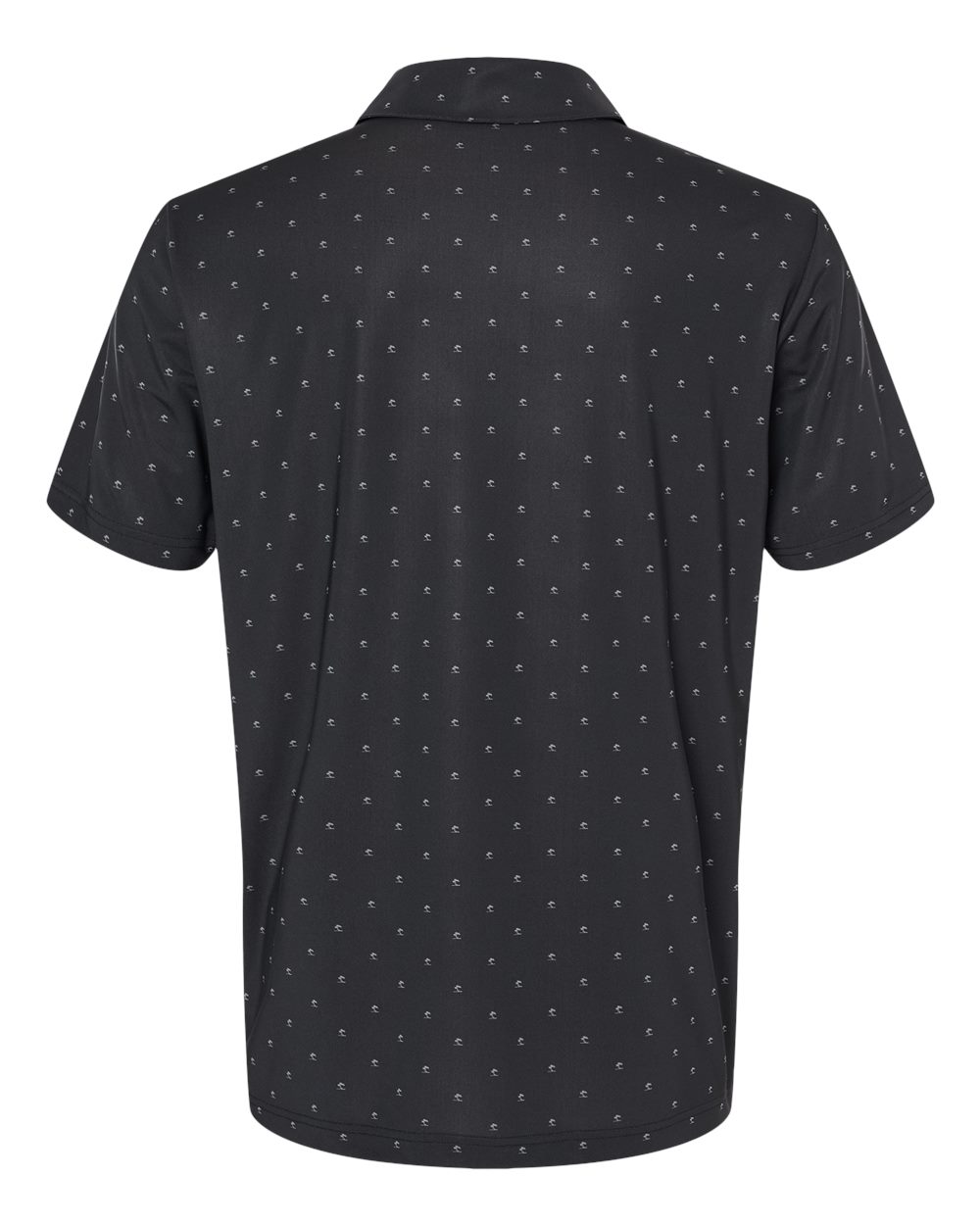 Front View of Black/ Grey Three Pine Tree Polo - A574