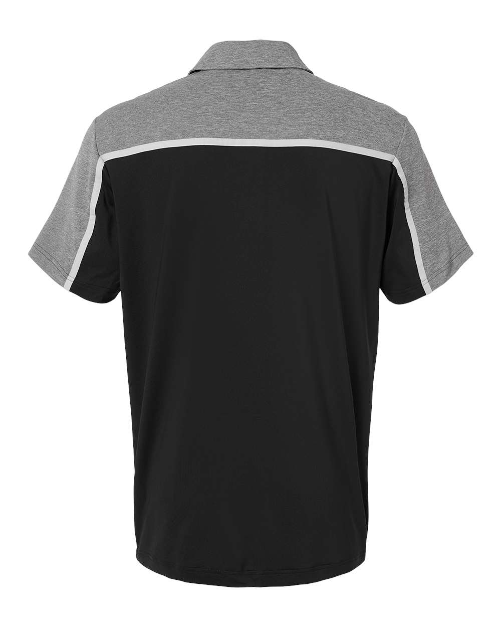 Front View of Black/ Grey Two/ Grey Five Melange Ultimate Colorblocked Polo - A512