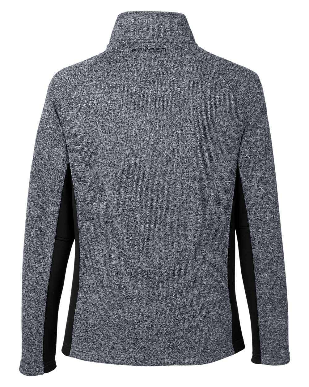 Rear View of Black Heather/ Black Constant Half-Zip Sweater - S16561