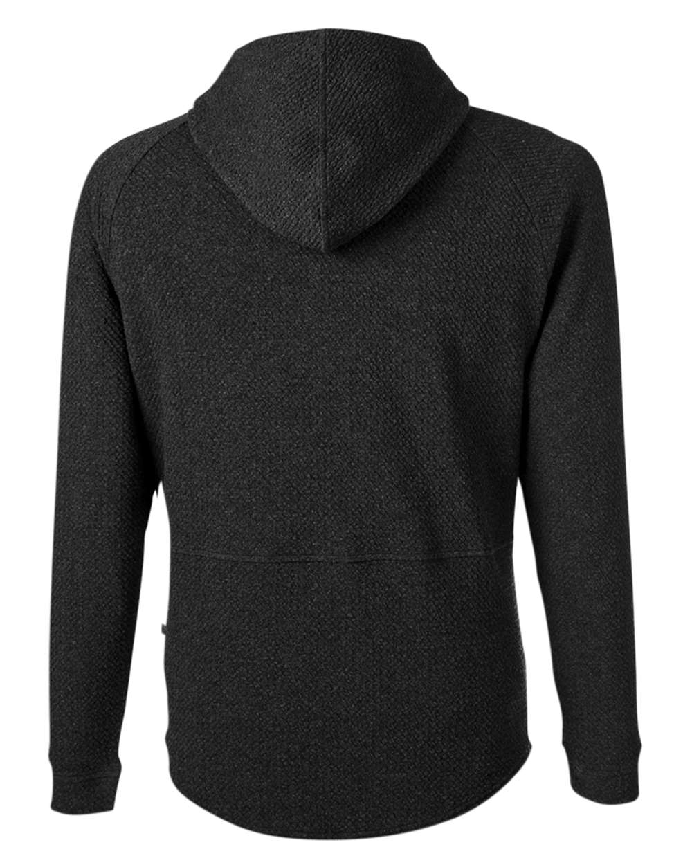 Rear View of Black/ Heather Camden Hooded Pullover - SWC100