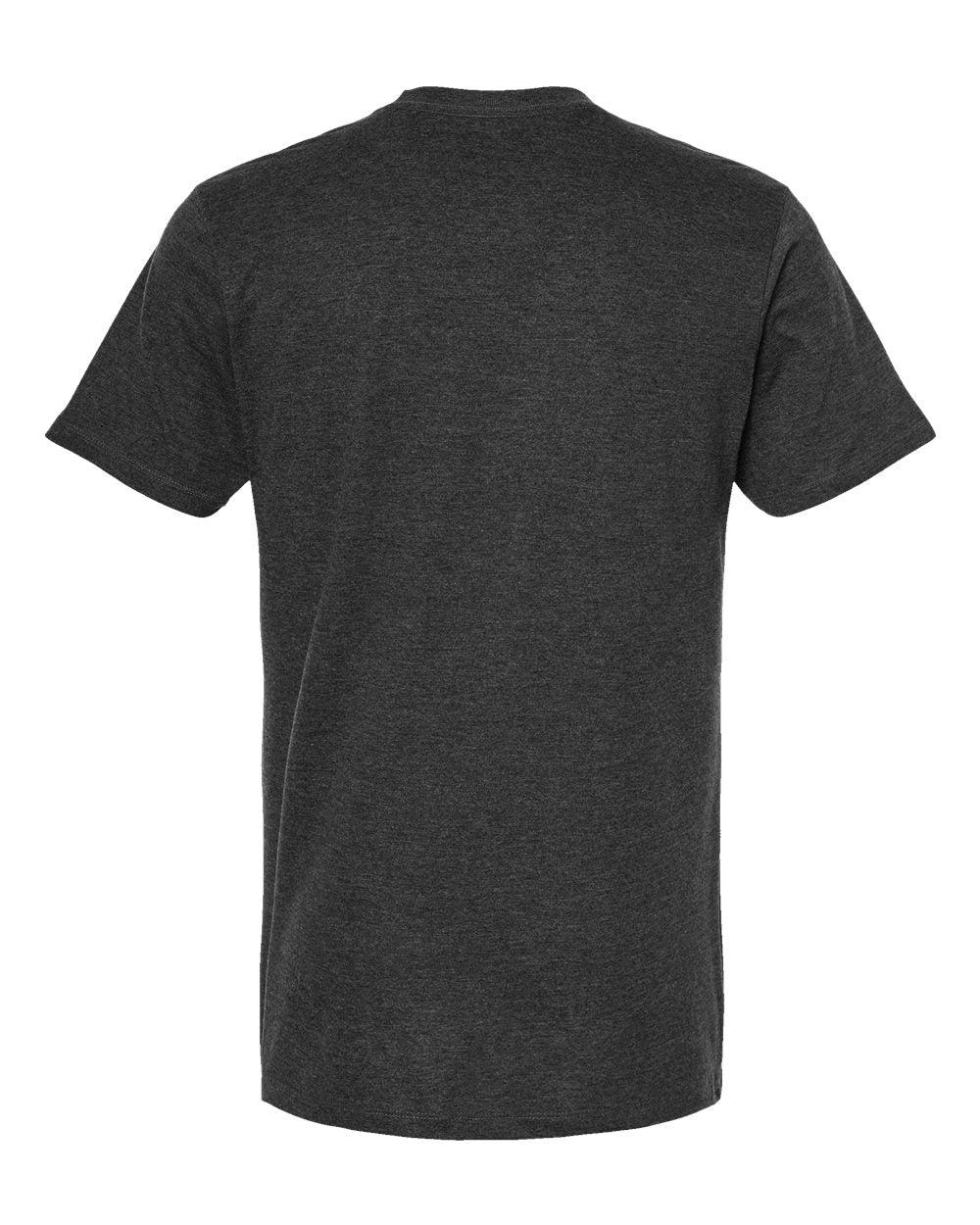 Rear View of Black Heather Premium Cotton Blend T-Shirt - 541