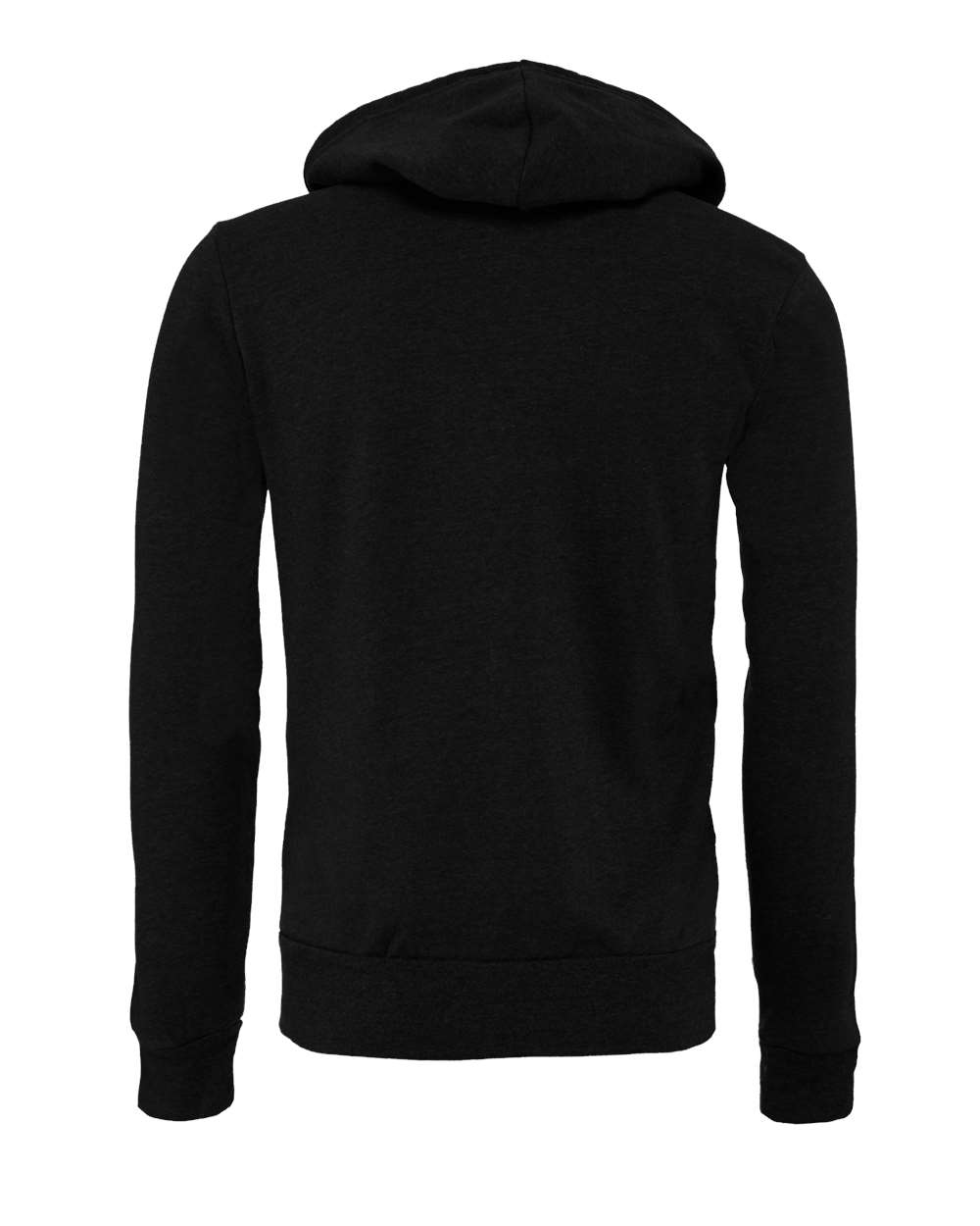 Front View of Black Heather Sponge Fleece Full-Zip Hoodie - 3739