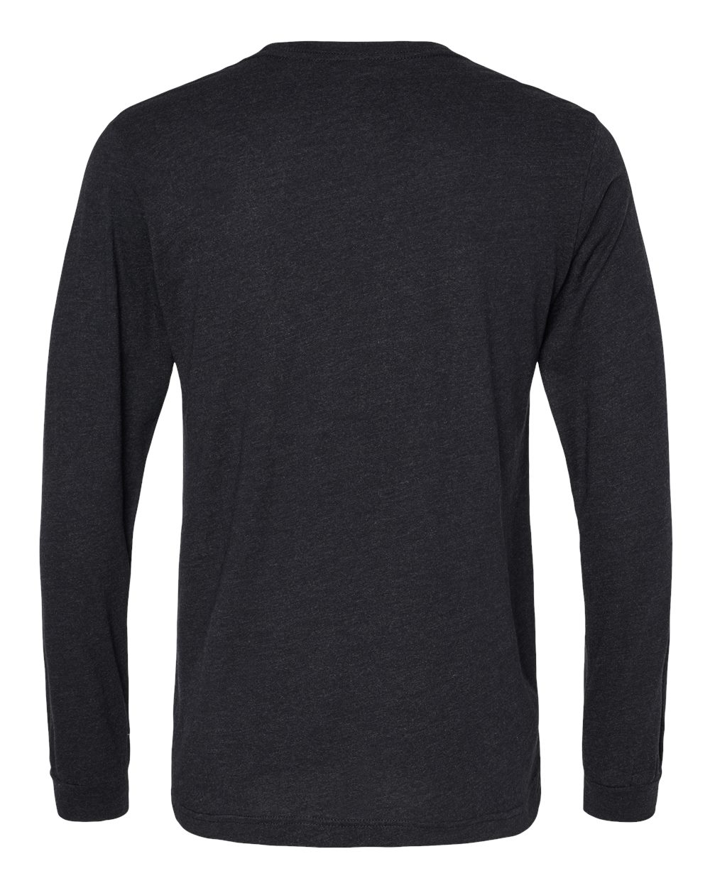 Front View of Black Heather Triblend Triblend Long Sleeve Tee - 3513