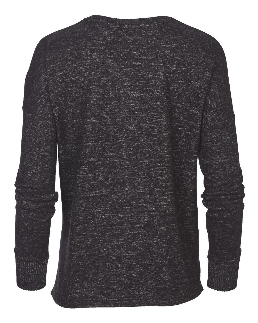 Front View of Black Heather Women's Cuddle Fleece Boxy Crewneck Pullover - L06