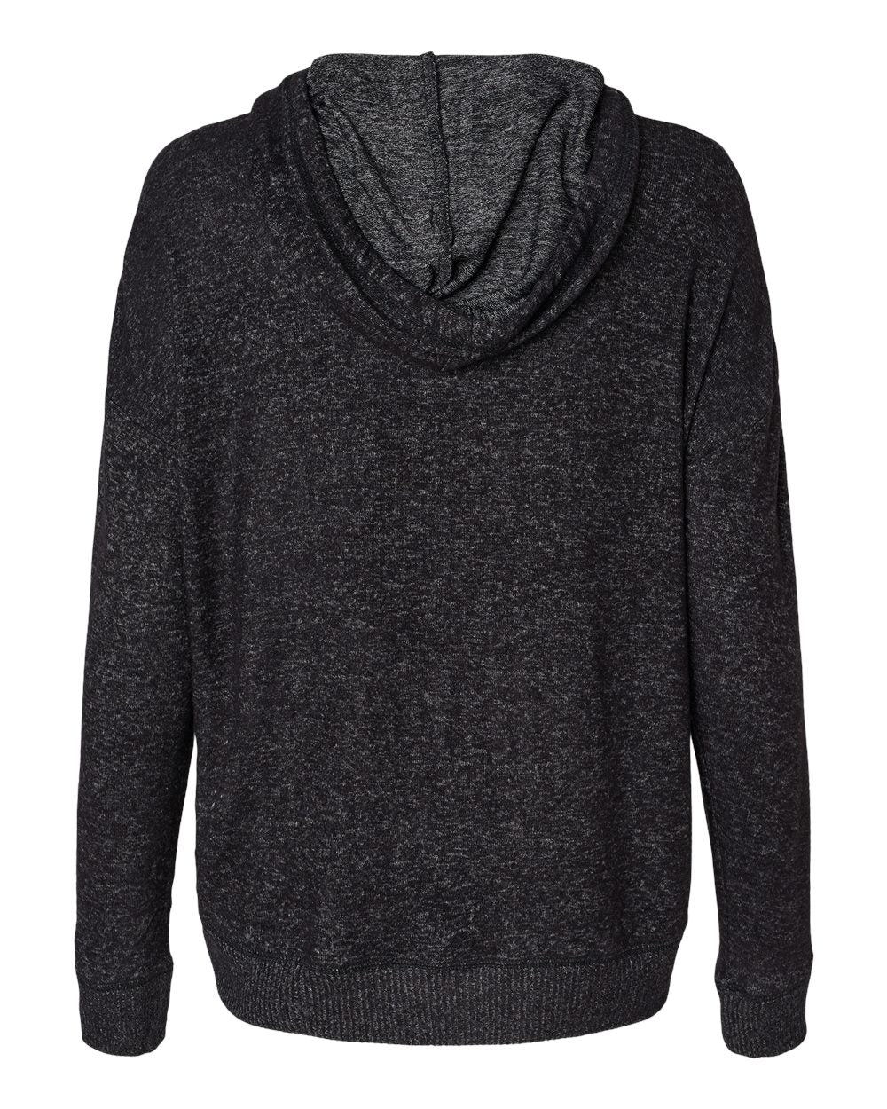 Rear View of Black Heather Women&#39;s Cuddle Fleece Hooded Pullover - BW1501