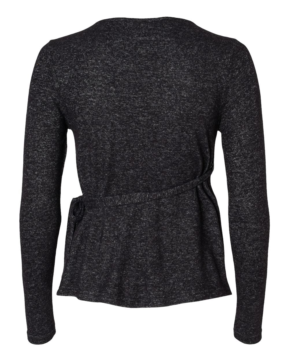 Front View of Black Heather Women's Cuddle Wrap Top - BW1301