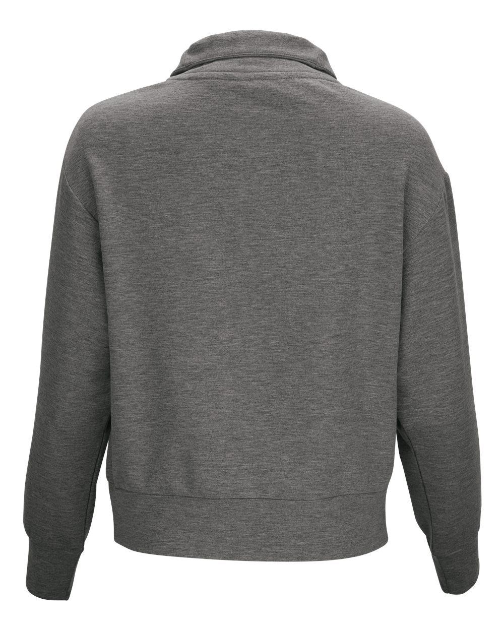 Rear View of Black Heather Women&#39;s Dream Fleece 1/4 Zip Pullover - BW5205