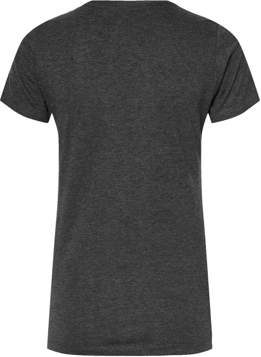 Front View of Black Heather Women's Premium Cotton Blend T-Shirt - 542