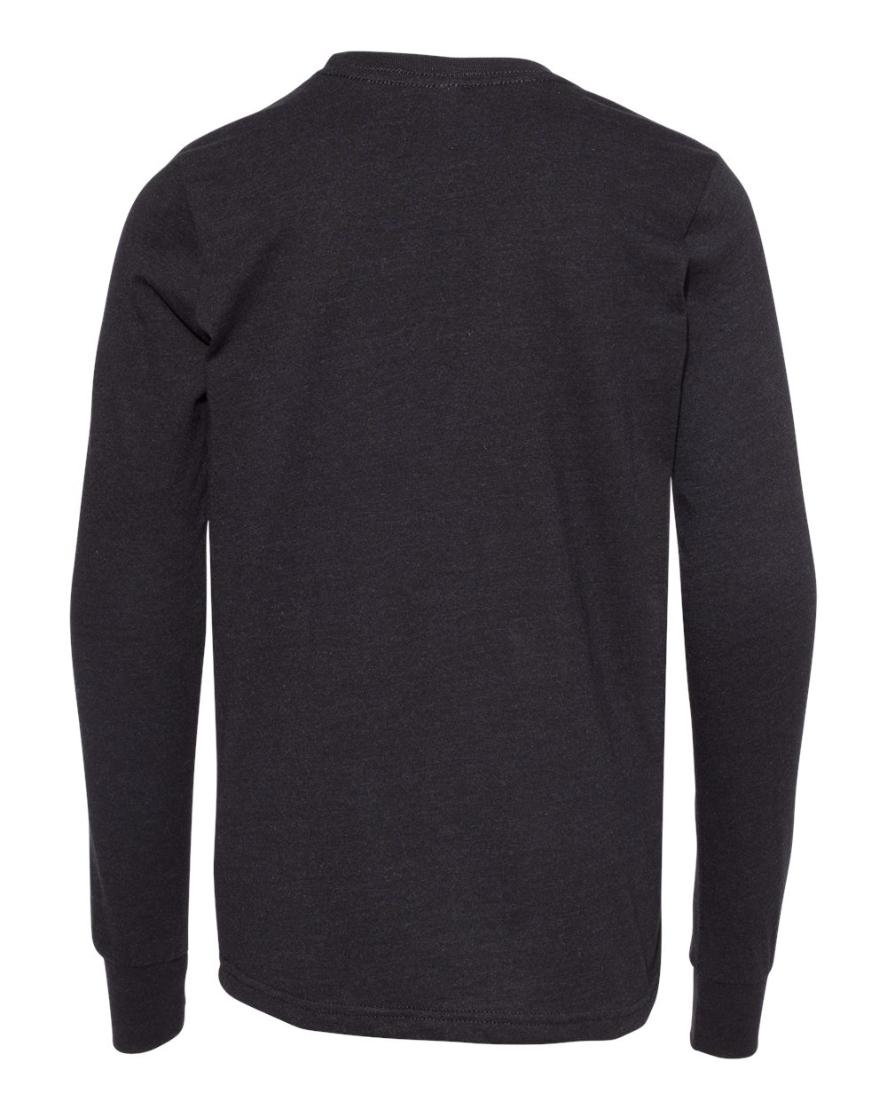 Front View of Black Heather Youth Heather CVC Long Sleeve Tee - 3501YCVC