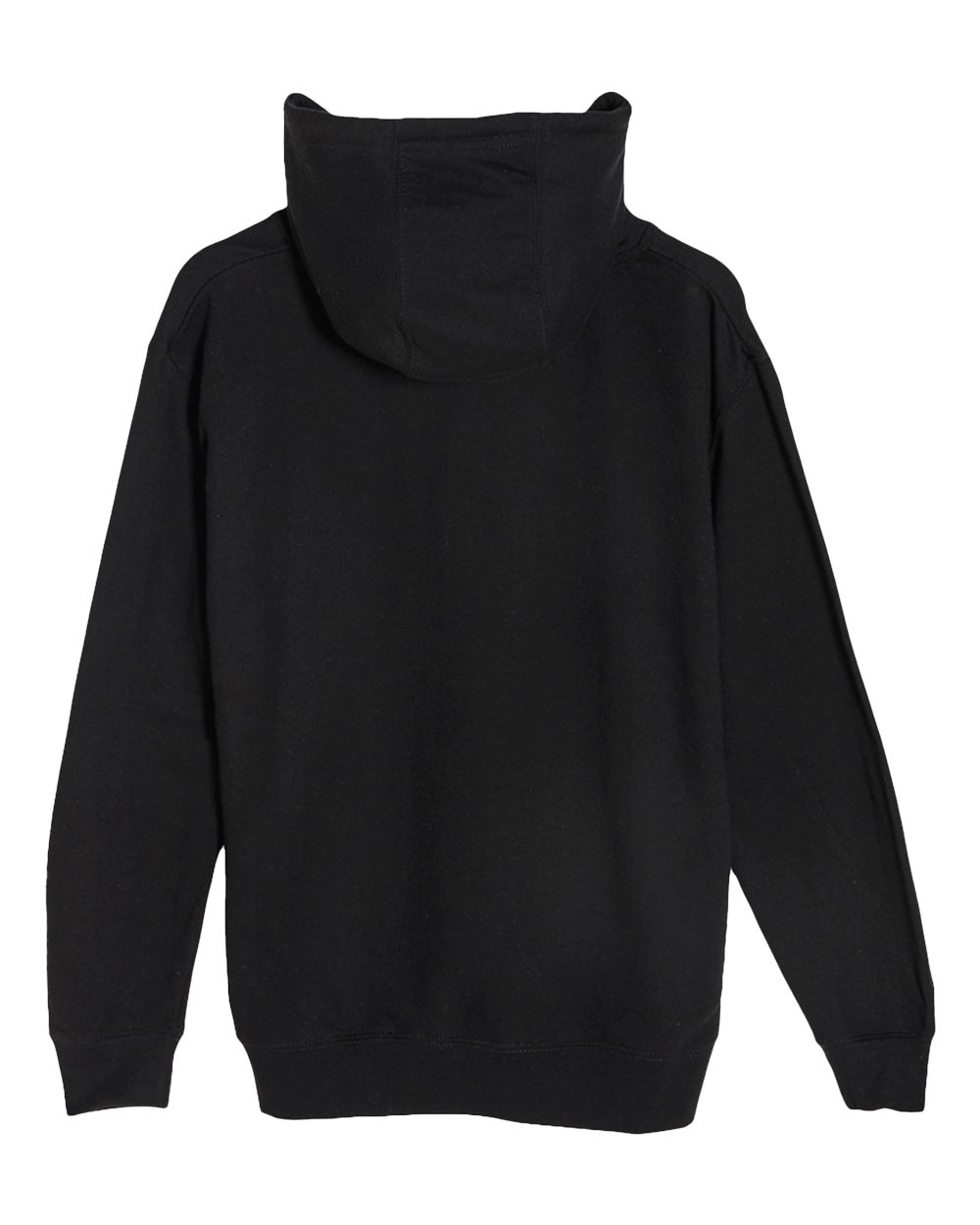 Rear View of Black Heavyweight Pullover Hooded Sweatshirt - LS19001