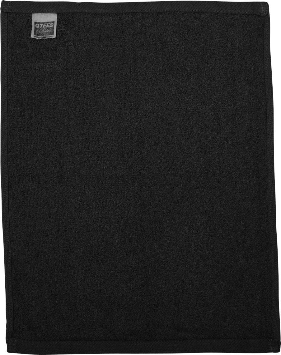 Front View of Black Hemmed Fingertip Towel - T600