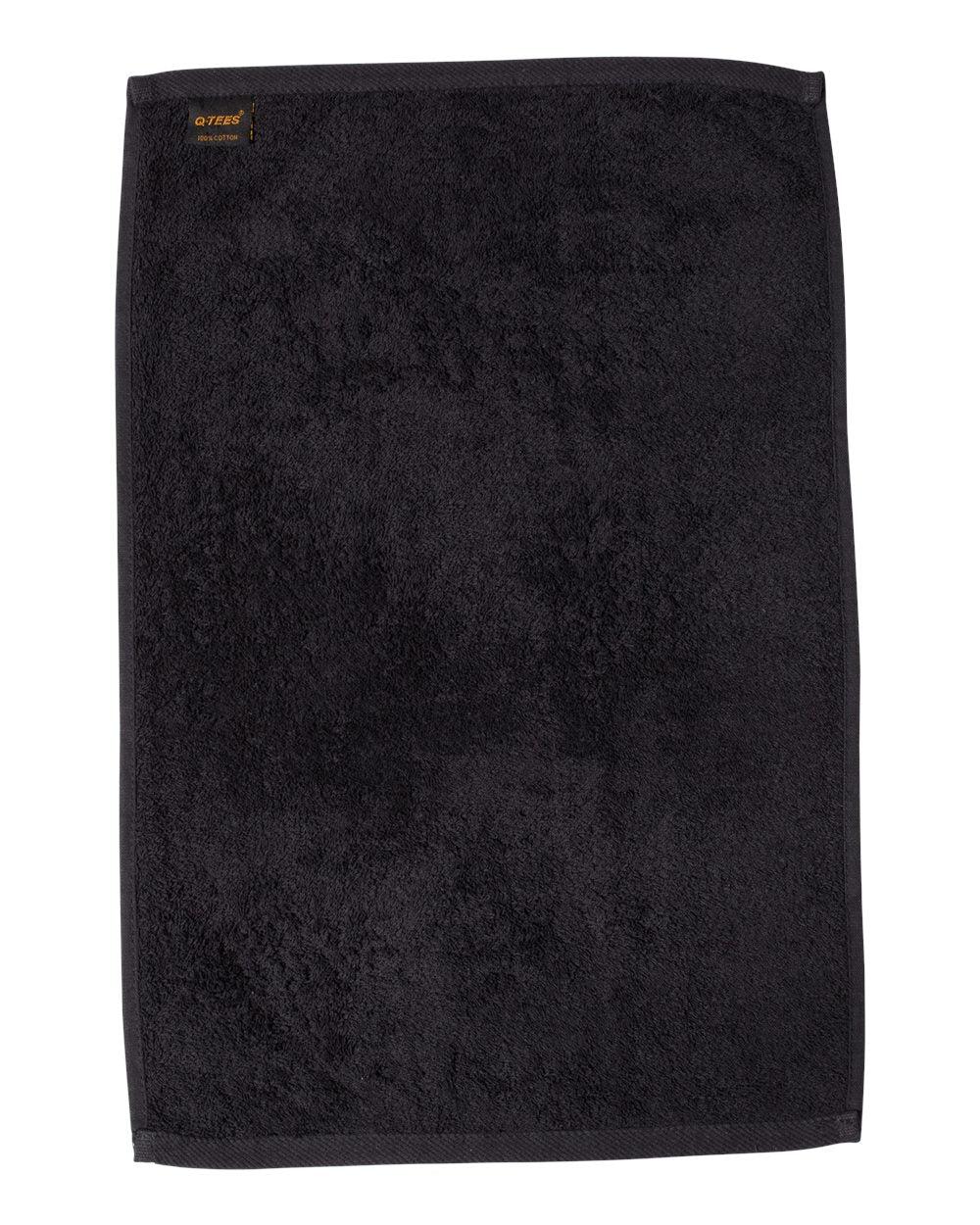Front View of Black Hemmed Hand Towel - T200