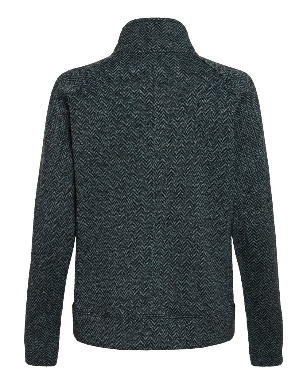 Front View of Black Herringbone Women's Traverse Full-Zip Sweater - 8716