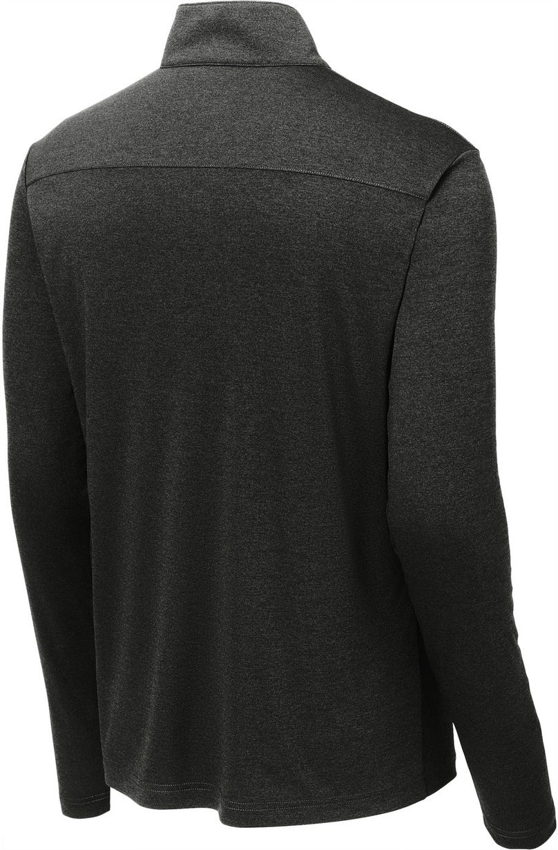 Front View of Black Hthr Sport-Tek Endeavor 1/2-Zip Pullover. ST469