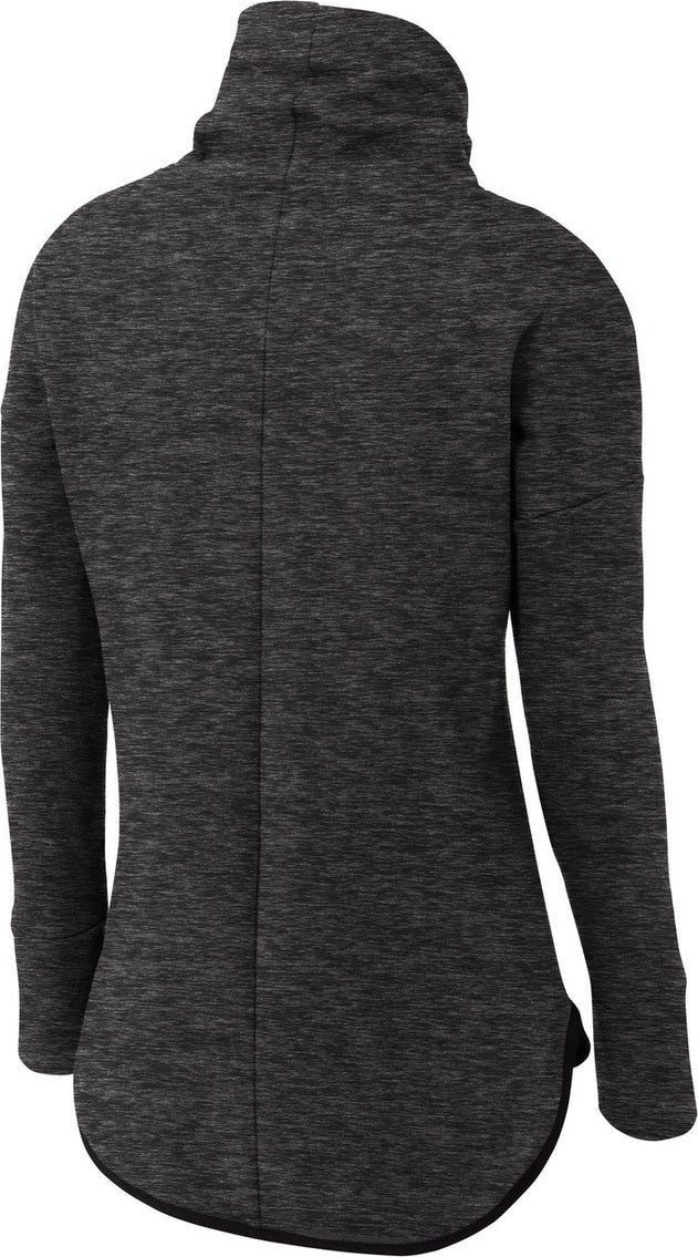 Front View of Black Hthr Sport-Tek Women's Triumph Cowl Neck Pullover LST280