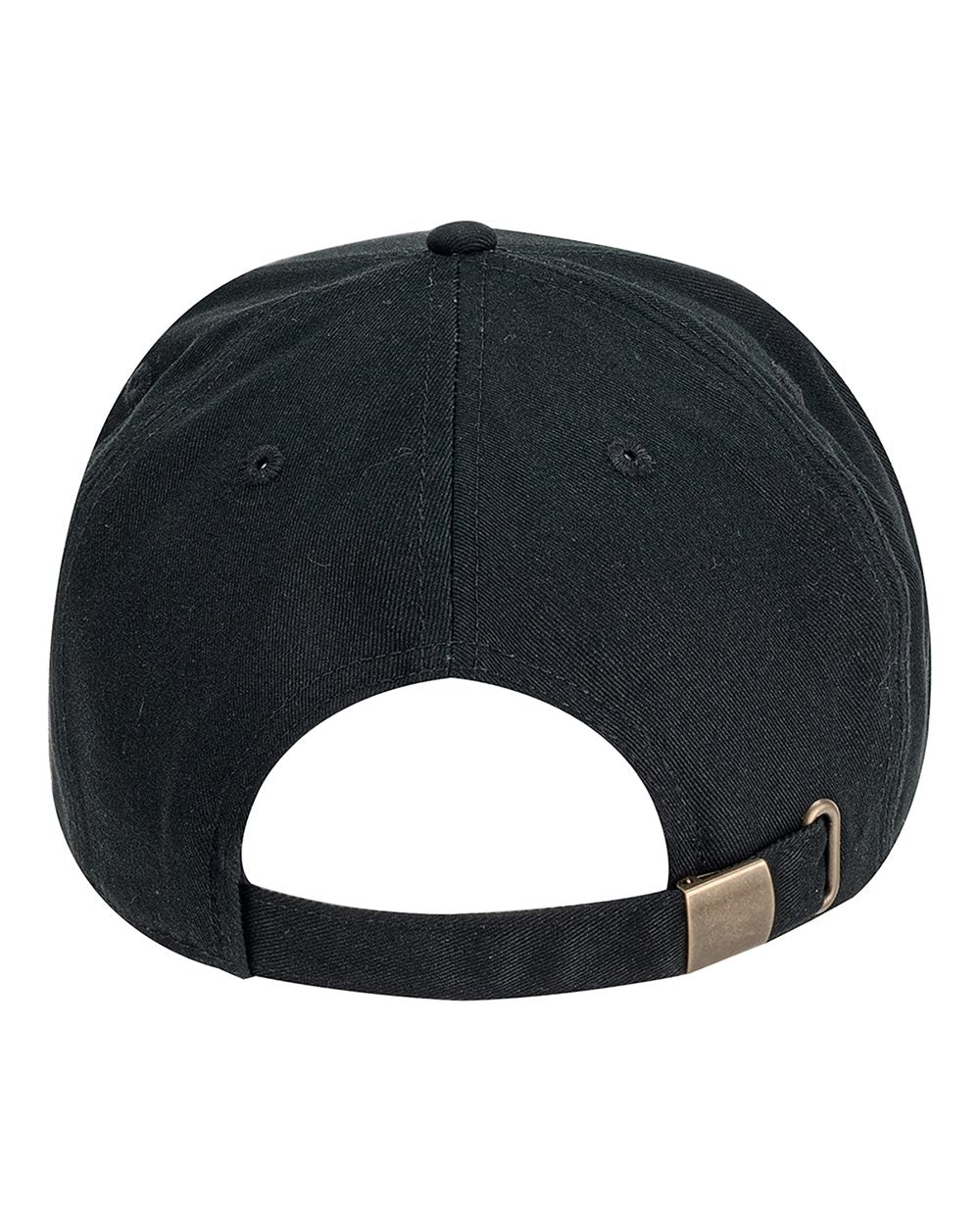 Rear View of Black Hybrid Flat Bill Cap - BA709 plain