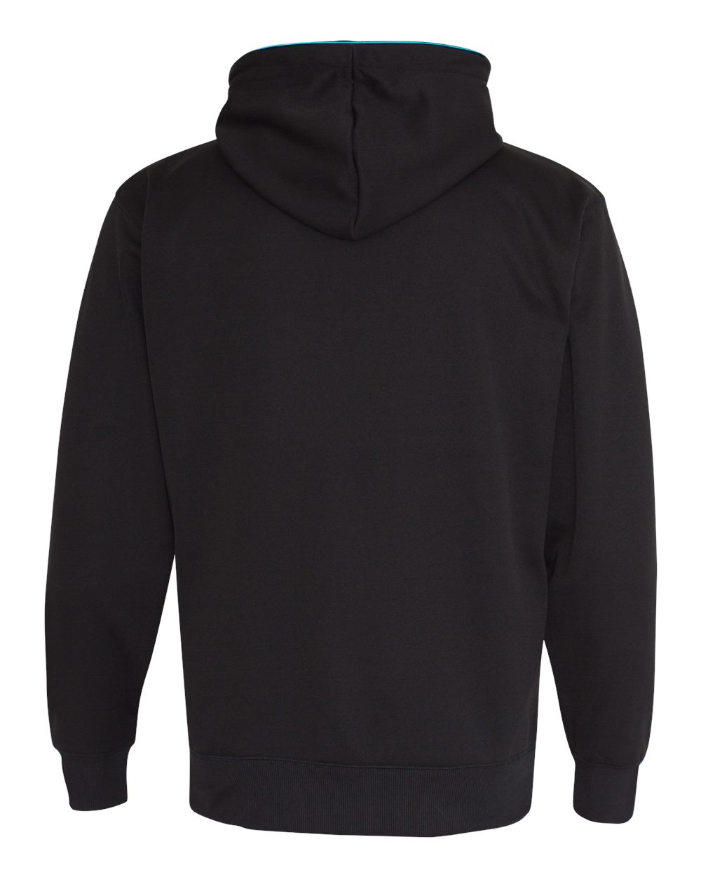 Rear View of Black/ Ice Blue Glow Full-Zip Hooded Sweatshirt - 8668