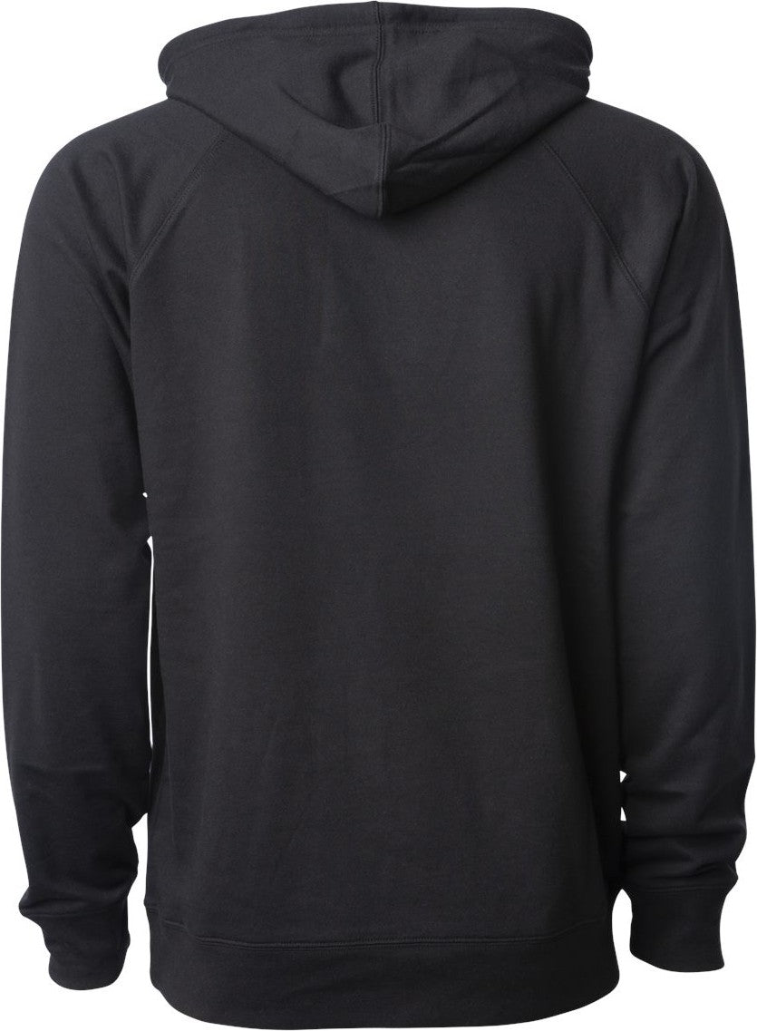 Rear View of Black Icon Lightweight Loopback Terry Hooded Sweatshirt - SS1000