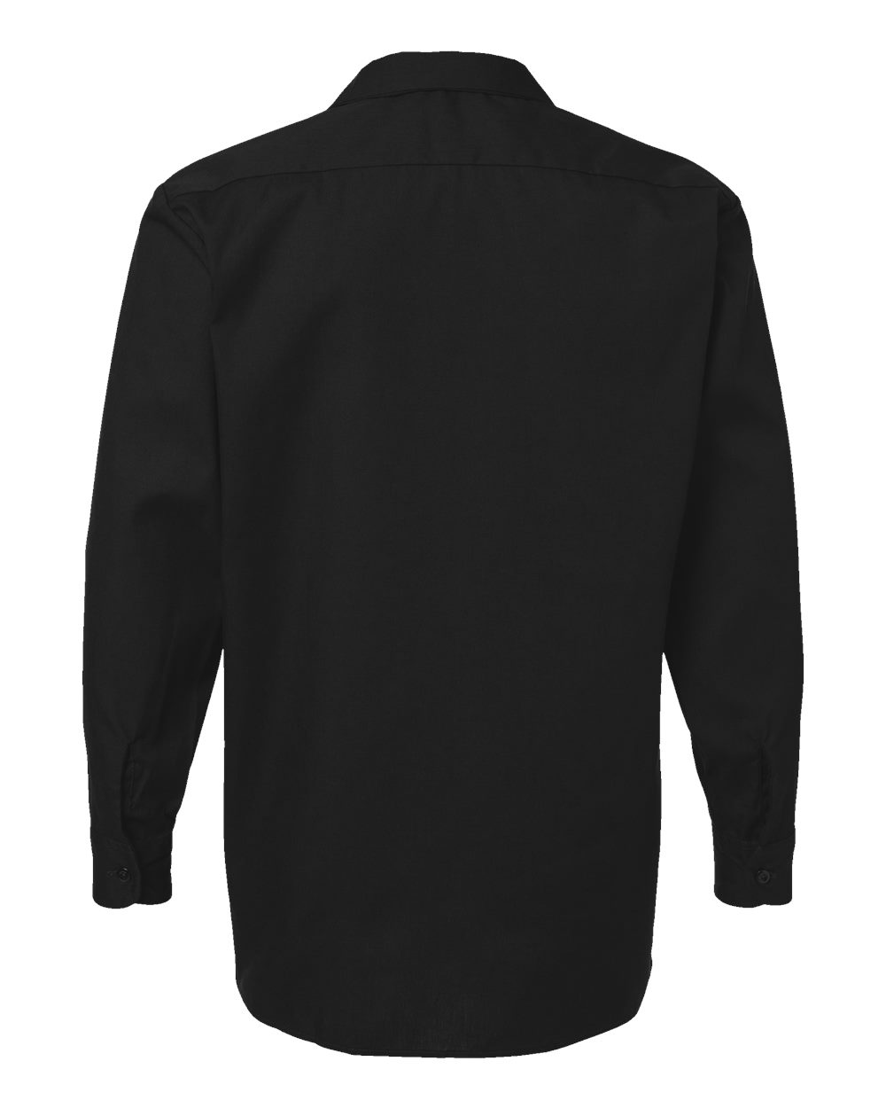 Front View of Black Industrial Long Sleeve Work Shirt - L535