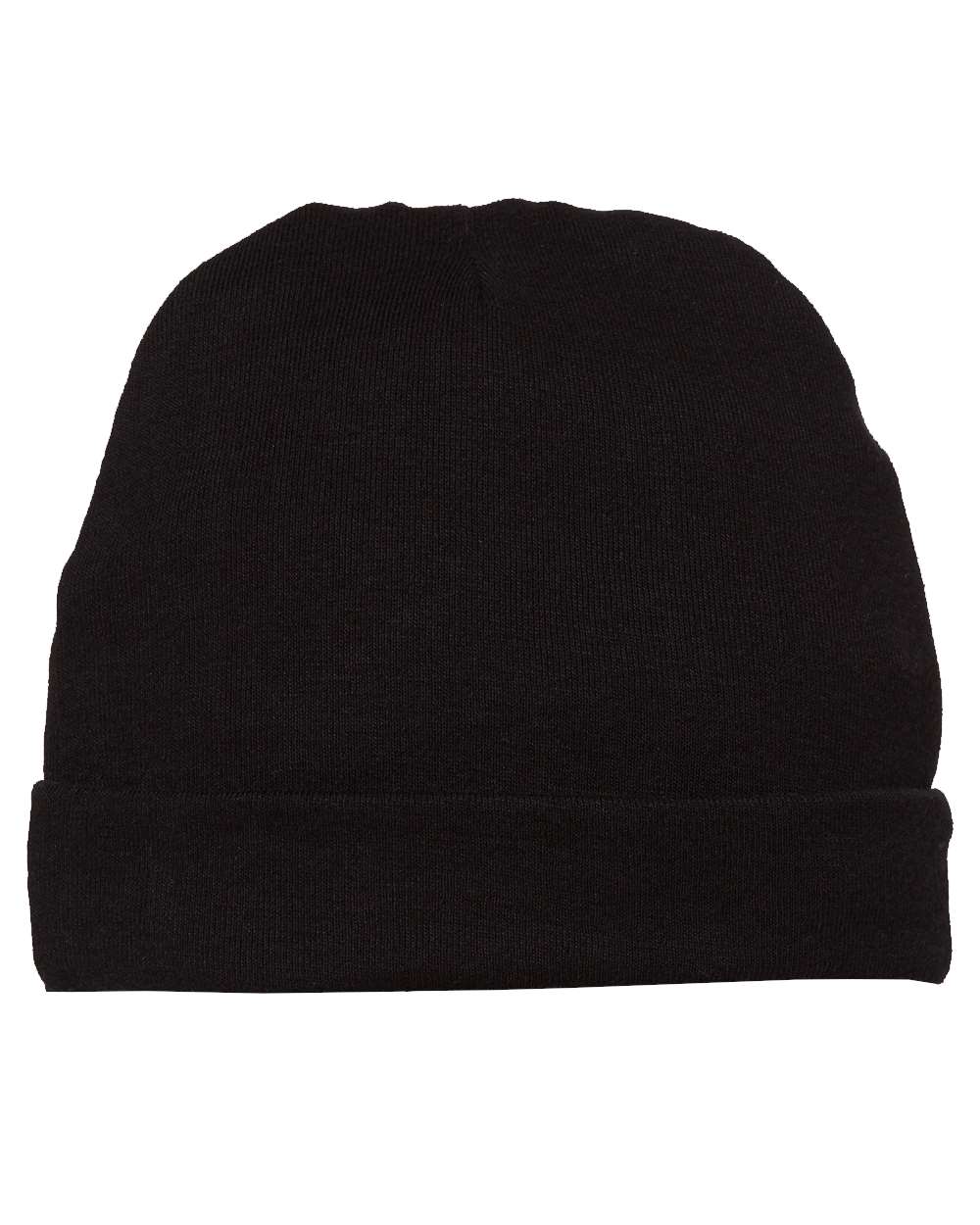 Front View of Black Infant Baby Rib Beanie - 4451