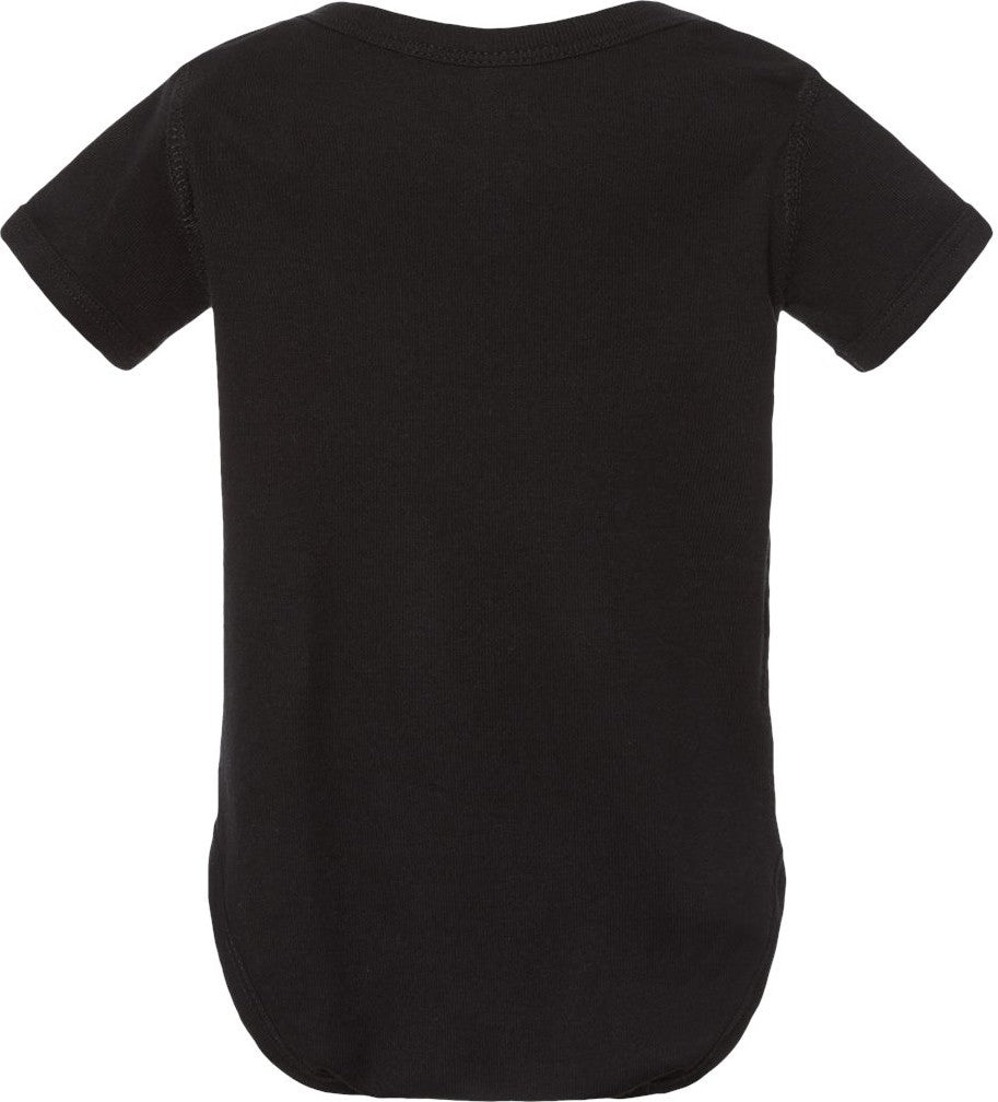 Front View of Black Infant Baby Rib Bodysuit - 4400