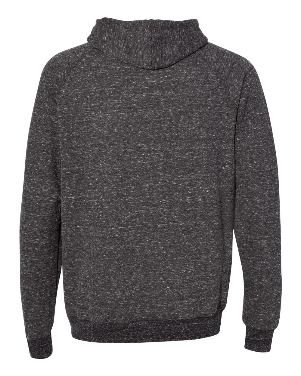 Front View of Black Ink Snow Heather French Terry Raglan Hooded Sweatshirt - 90MR