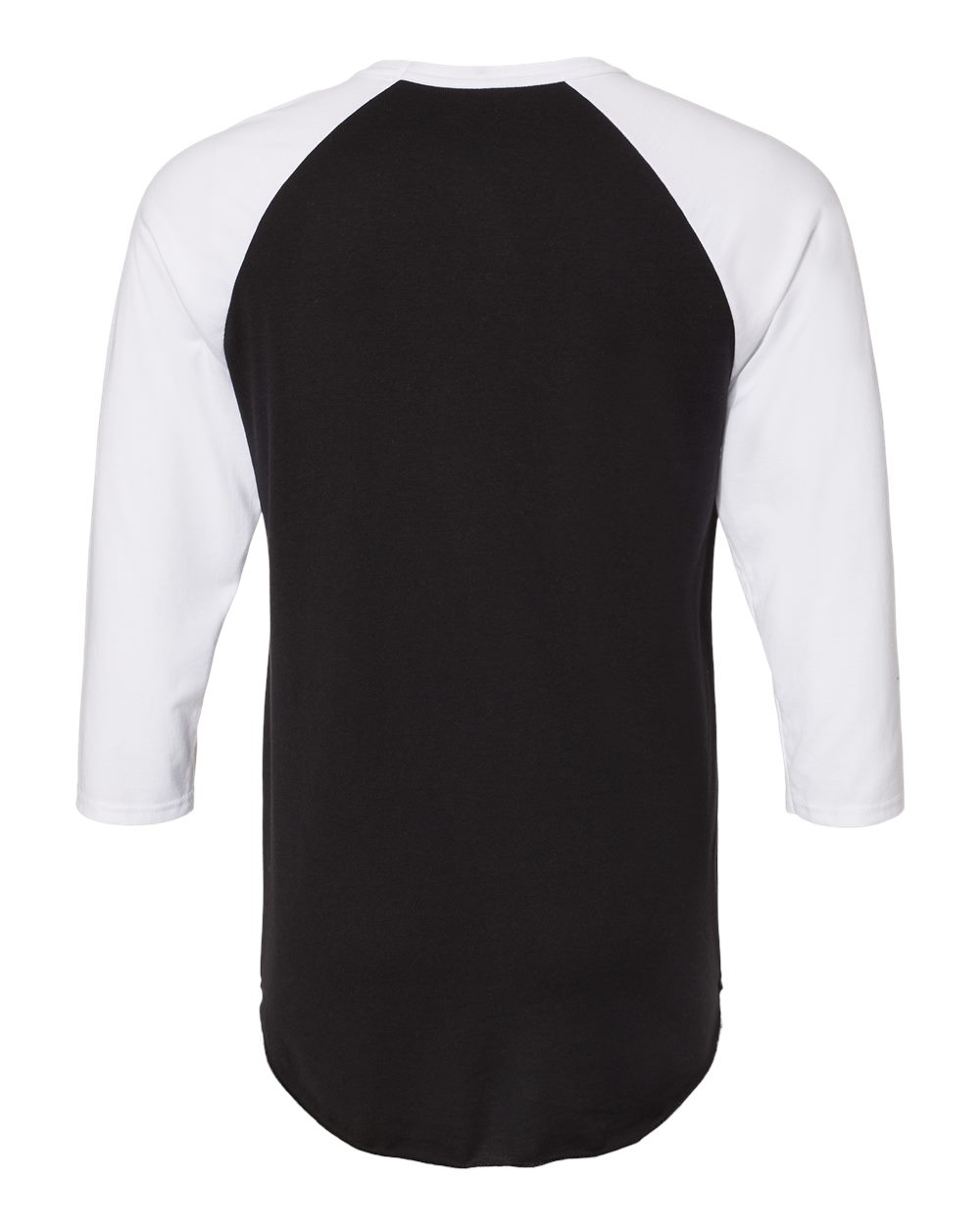 Front View of Black Ink/ White Premium Blend Ringspun Three-Quarter Sleeve Raglan Baseball T-Shirt - 560RR