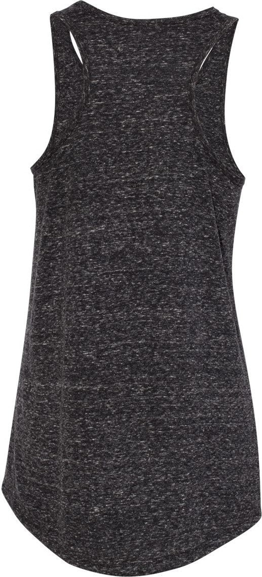 Front View of Black Ink Women's Snow Heather Jersey Racerback Tank Top - 88WTKR