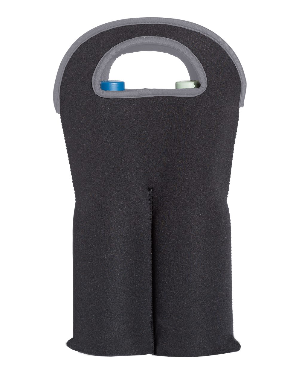 Front View of Black Insulated Neoprene Double Wine Tote - OAD020