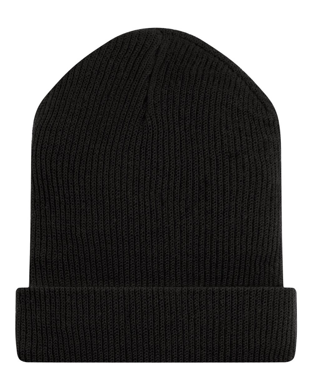 Front View of Black Knit Beanie - HMC2