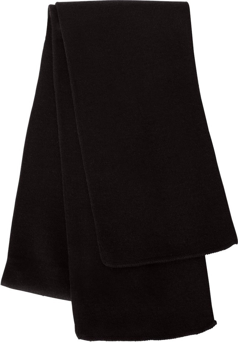 Front View of Black Knit Scarf - SP04
