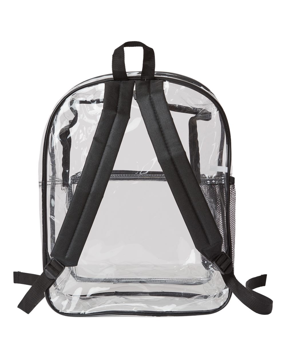 Front View of Black Large 17" Heavy Duty Clear Backpack - 7013