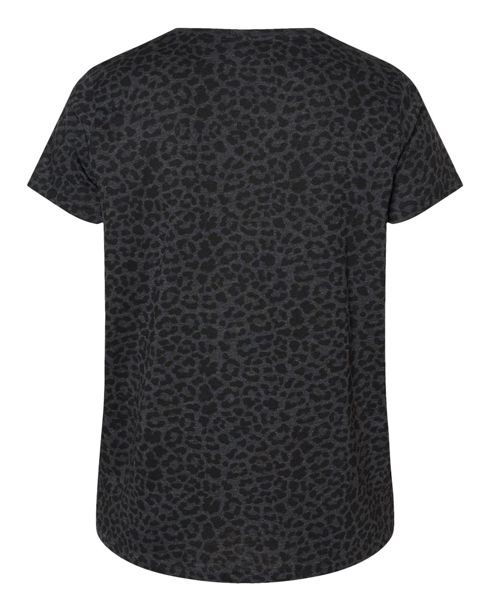 Front View of Black Leopard Curvy Collection Women's Fine Jersey Tee - 3816