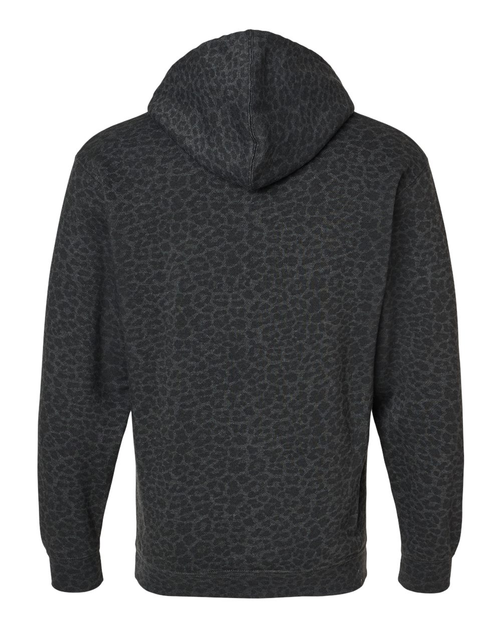 Front View of Black Leopard Elevated Fleece Basic Hoodie - 6926