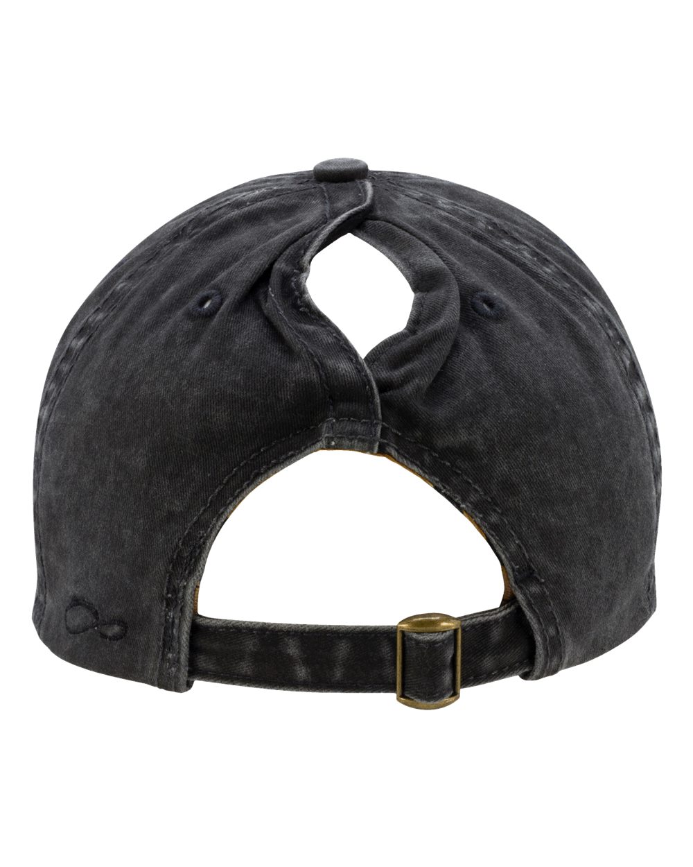 Rear View of Black/ Leopard Women&#39;s Pigment-Dyed with Fashion Undervisor Cap - CASSIE