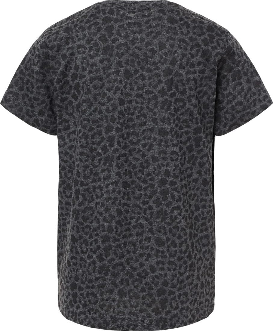 Front View of Black Leopard Youth Fine Jersey Tee - 6101
