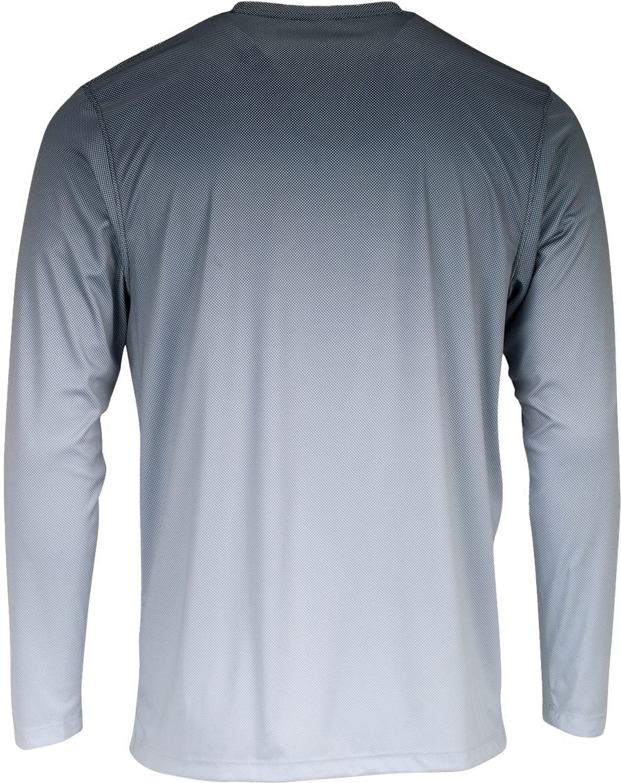 Rear View of Black/ Light Charcoal Barbados Performance Pin Dot Long Sleeve T-Shirt - 225