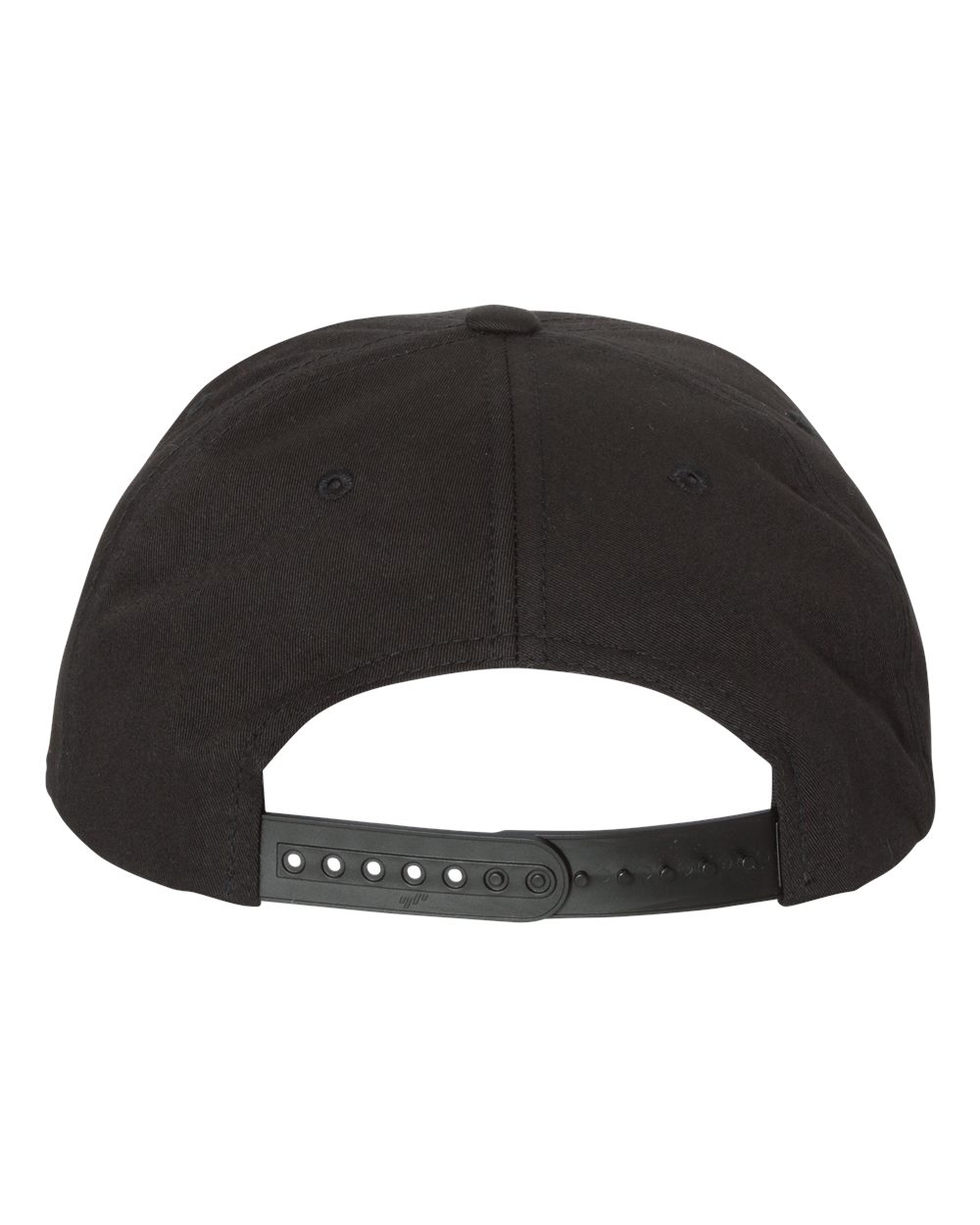 Rear View of Black Lightly-Structured Five-Panel Snapback Cap - 6502