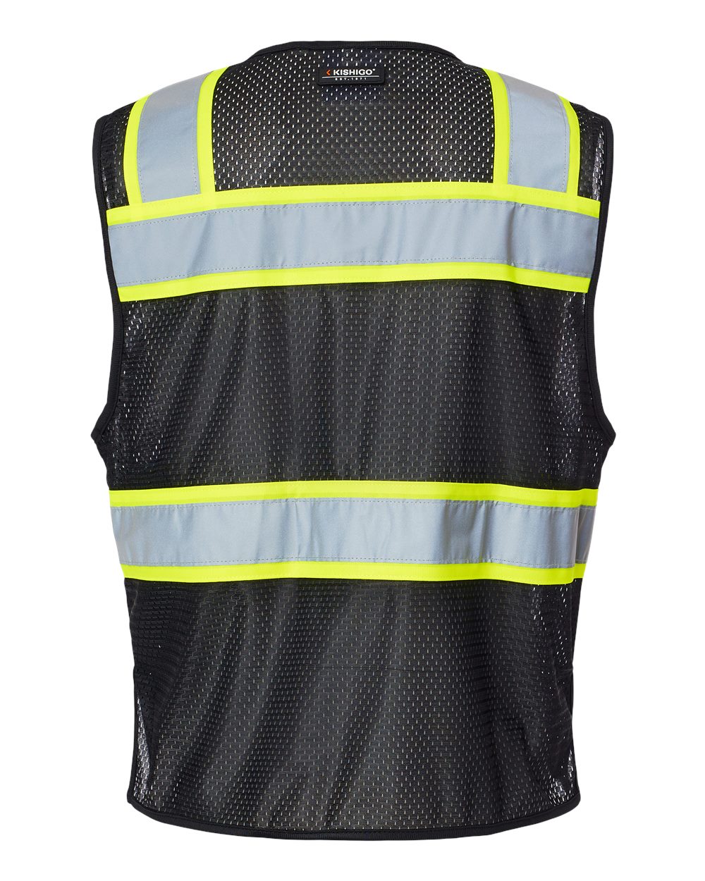Front View of Black/ Lime - B150 EV Series® Enhanced Visibility 3 Pocket Mesh Vest - B150-156