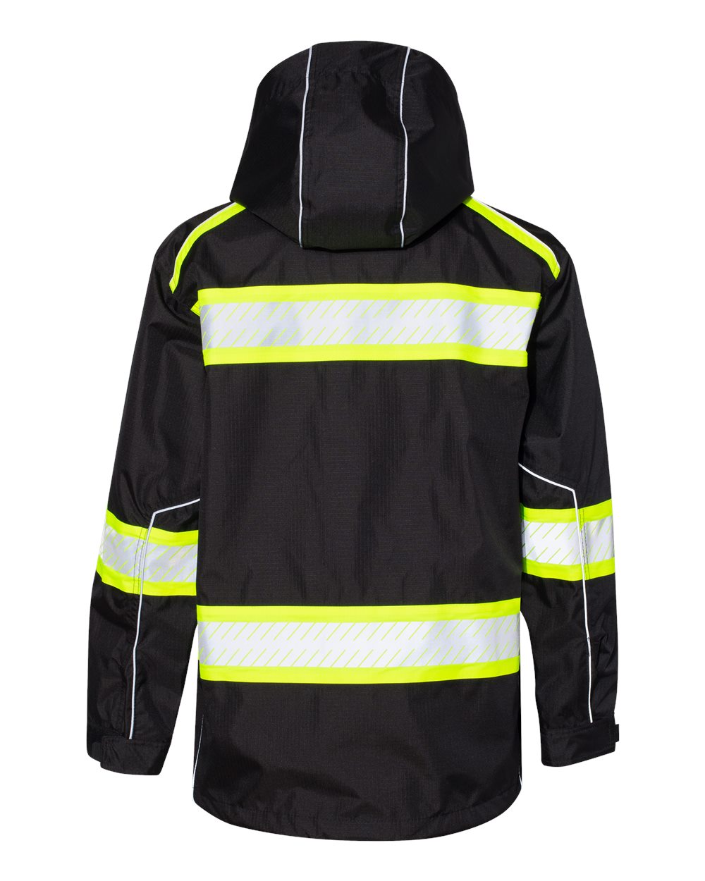 Rear View of Black/ Lime EV Series® Enhanced Visibility Premium Jacket - B300-303