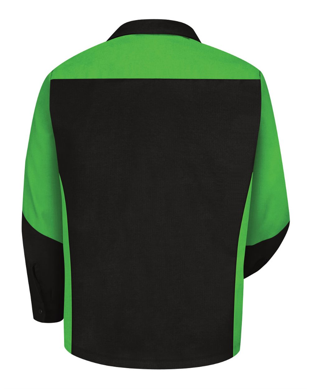 Front View of Black/ Lime Long Sleeve Automotive Crew Shirt - SY10