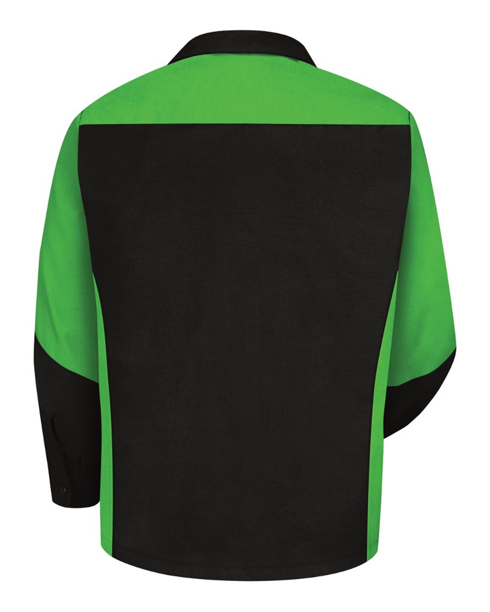 Front View of Black/ Lime Long Sleeve Automotive Crew Shirt - Tall Sizes - SY10T