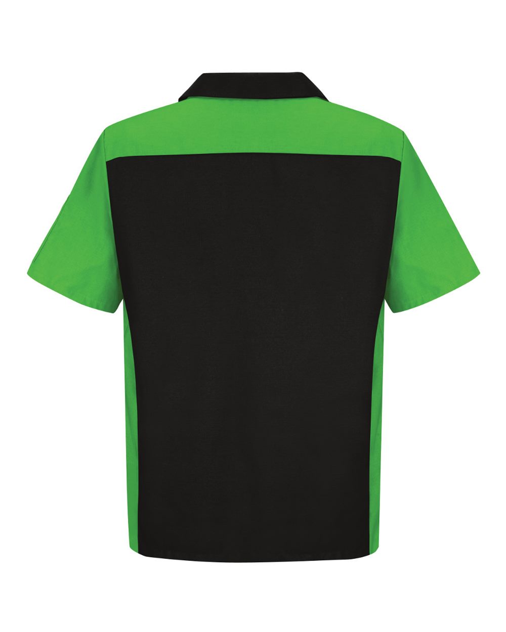 Front View of Black/ Lime Short Sleeve Automotive Crew Shirt - SY20