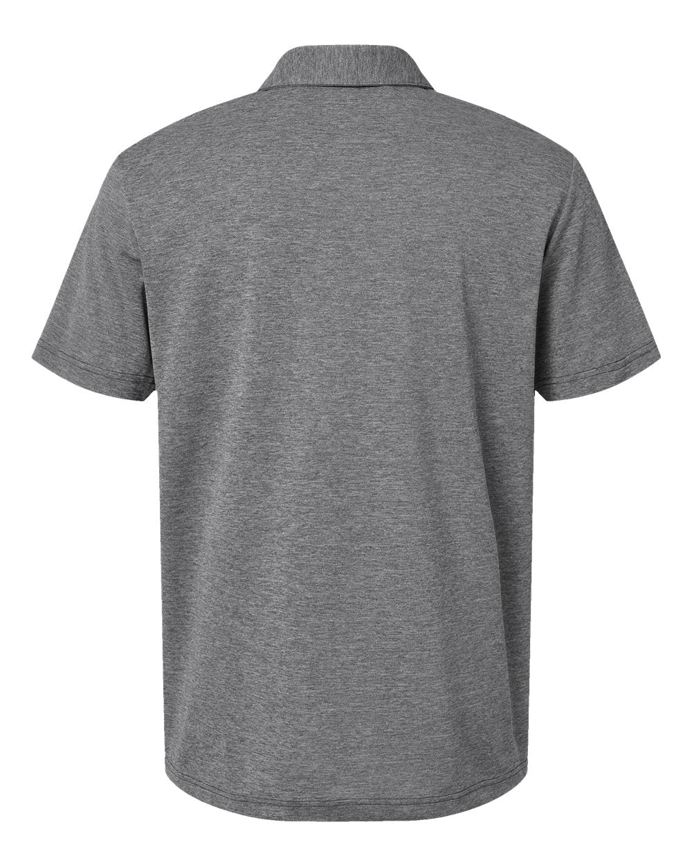 Front View of Black Melange Heathered Polo - A582