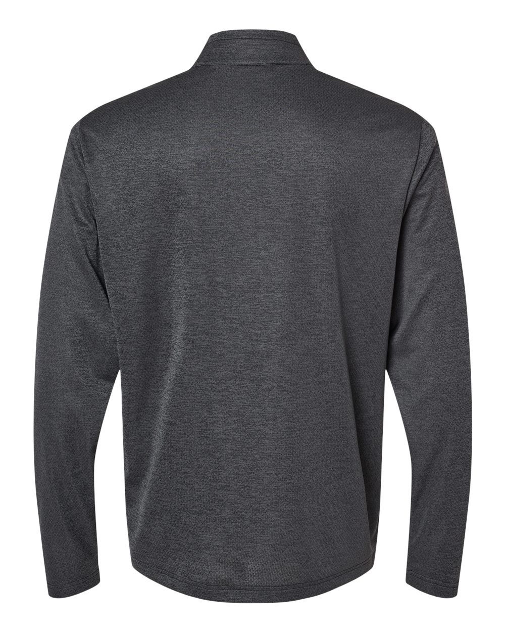 Rear View of Black Melange Space Dyed Quarter-Zip Pullover - A593 plain