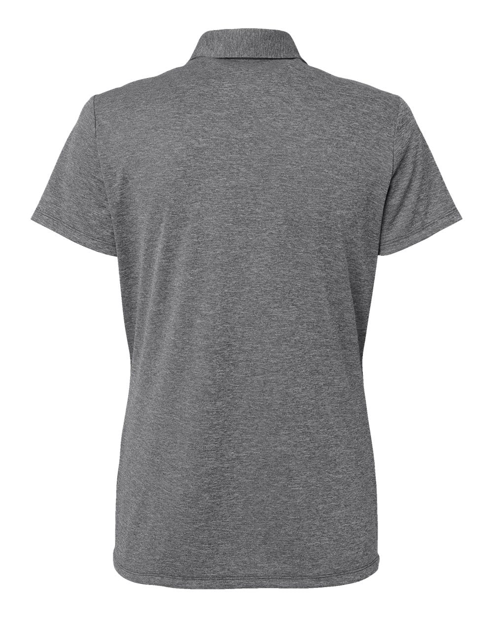Front View of Black Melange Women's Heathered Polo - A583